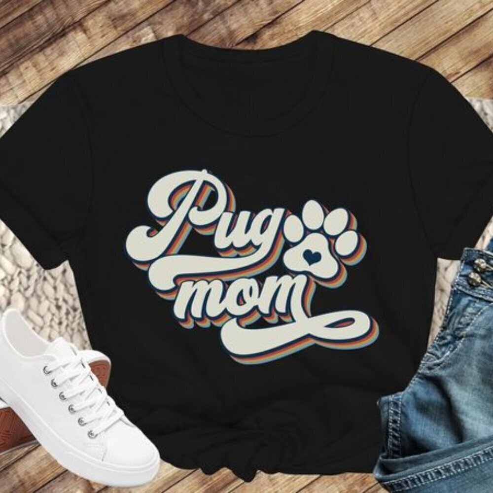 Pug Mom Shirt Retro Pug Mom Tshirt Pug Owner Gift Pug Lover